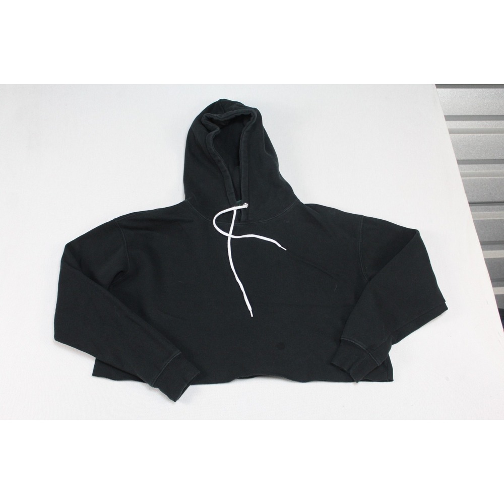 Wild Fable Men Black Sweater hooded Drawstrings Crop top Size Large